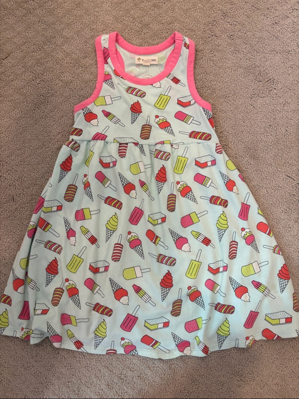 Tucker + Tate Light Blue Ice Cream Print Dress with Pink Trim